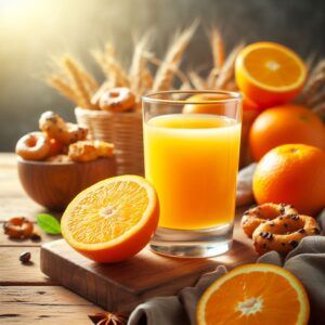 a glass of orange juice