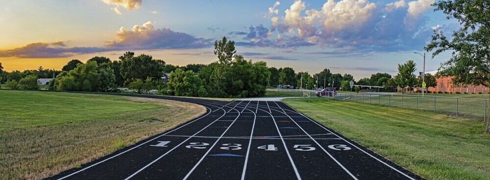 starting line on running track