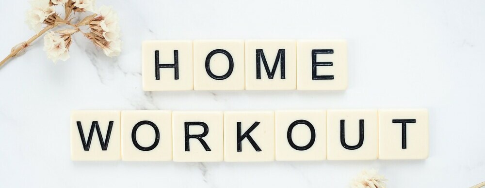 home workout spelled out on blocks