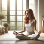 redhead sitting in a meditation pose