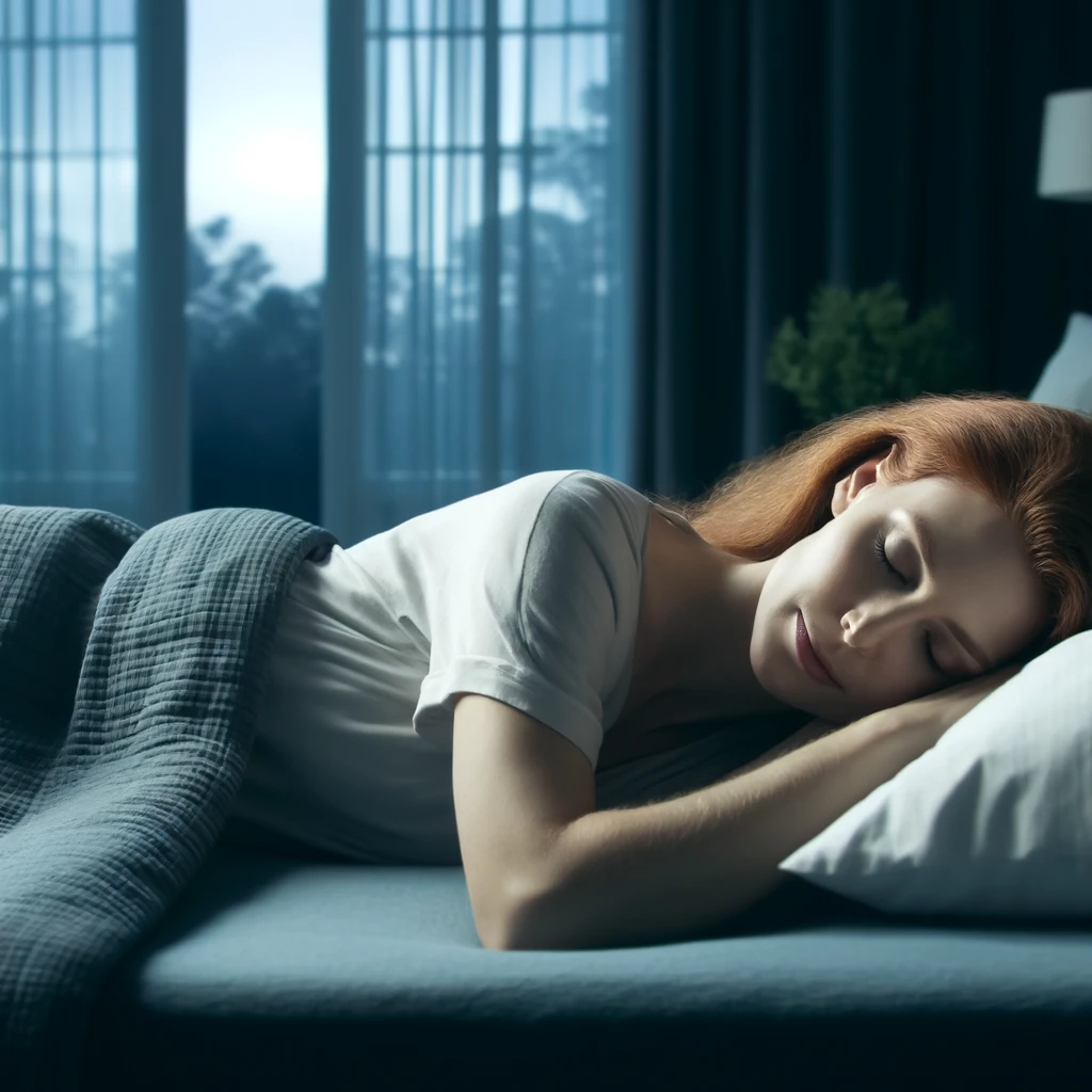 red-headed female sleeping